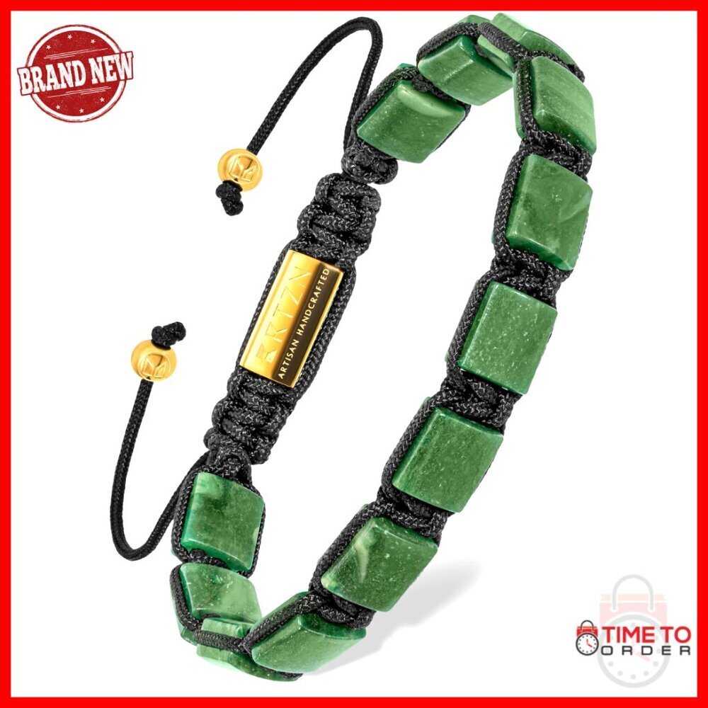 Handcrafted Jade Beaded Bracelet Adjustable Fit Men's Fine Jewelry